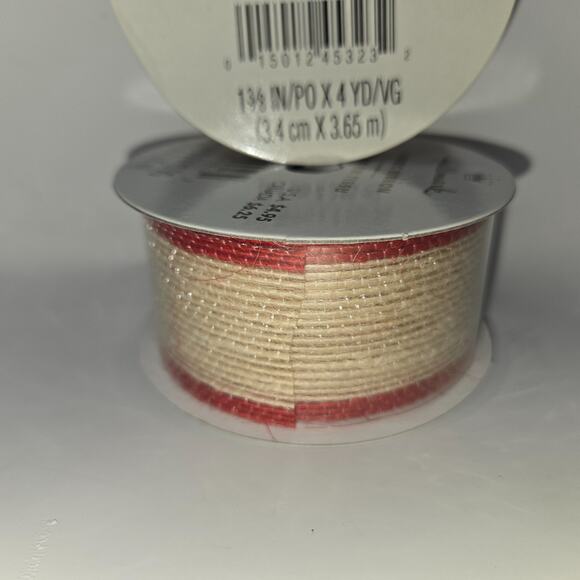 Hallmark Fabric Ribbon Beige Red 12 Rolls 1-3/8" x 4 Yards Each Sealed Bows - Picture 6 of 16